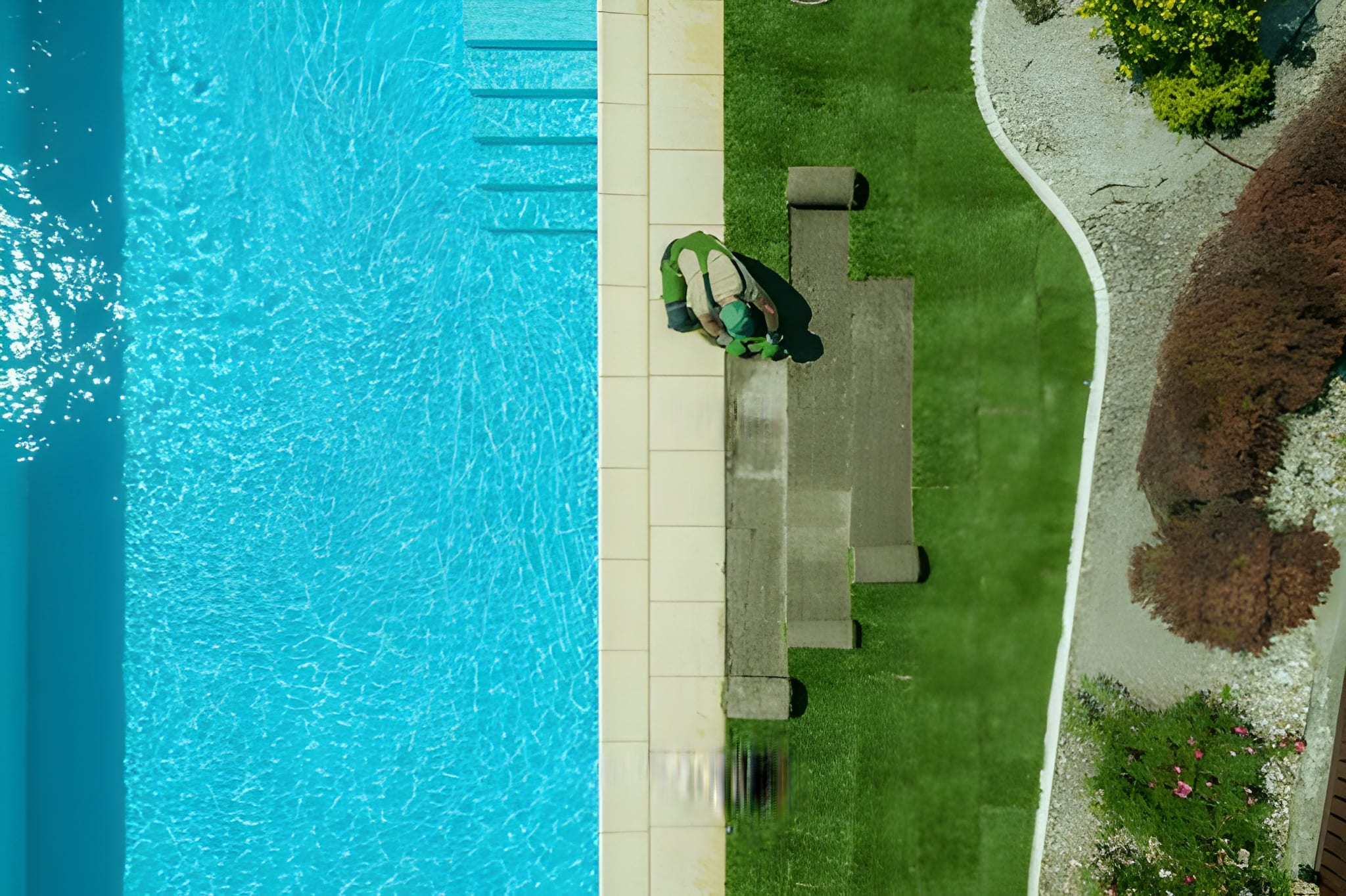 Poolside artificial grass installation in Las Vegas residential property — clean surface around pool