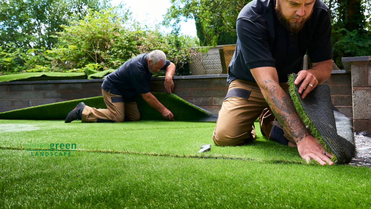 Henderson commercial-grade turf installation closeup