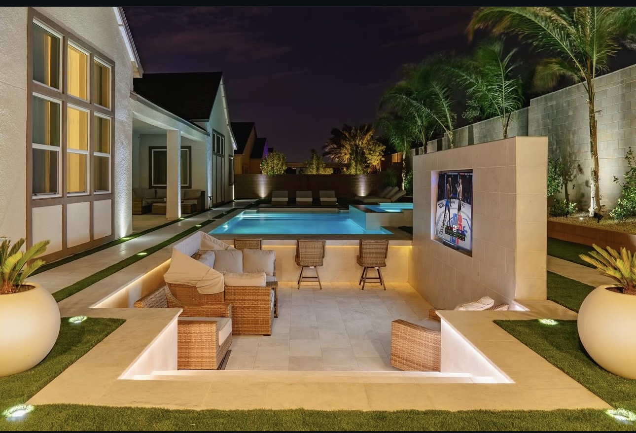 Premium artificial grass installation in Henderson NV yard with clean modern finishes