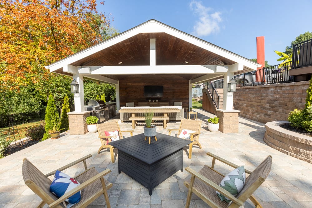 Premium outdoor lounge area with custom paver patio and modern seating in Paradise NV